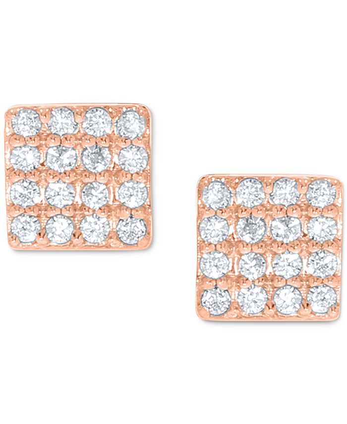 Macy's Diamond Pavé Square Stud Earrings (1/10 ct. t.w.) in 10k White