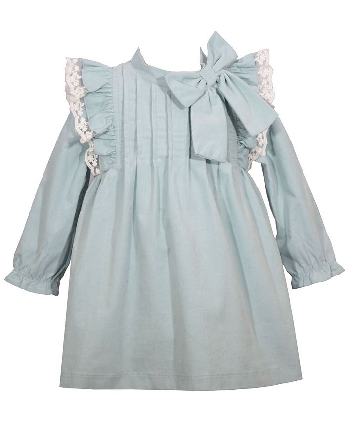 Bonnie Baby Baby Girls Corduroy Dress with Lace Trimmed Pinafore