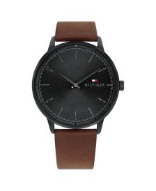 Men's Brown Leather Strap Watch, 43mm