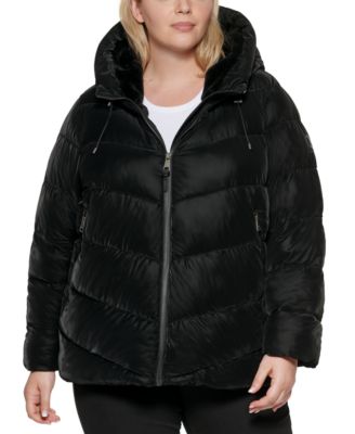 black plus size puffer coat