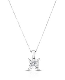 Diamond Princess Solitaire Plus 18" Pendant Necklace (3/4 ct. t.w.) in 14k White Gold