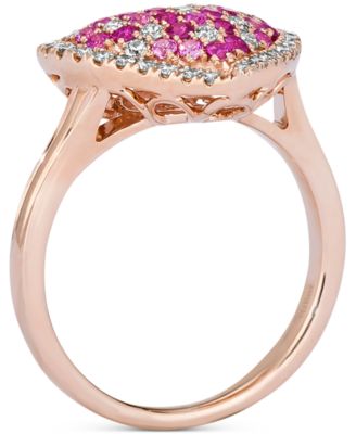 Le Vian Strawberry Ombré® Pink Ombré Ruby (1/2 ct. t.w.) & Nude Diamond (3/8 ct. t.w.) Heart Ring in 14k Rose Gold
