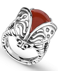 Jasper Gemstone Ladybug Ring, Sterling Silver