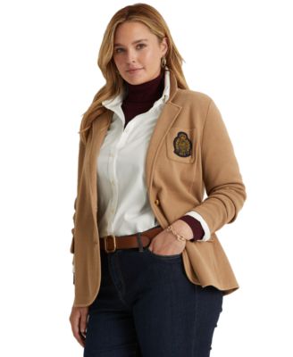 Lauren Ralph Lauren - Plus-Size Bullion-Crest Knit Blazer