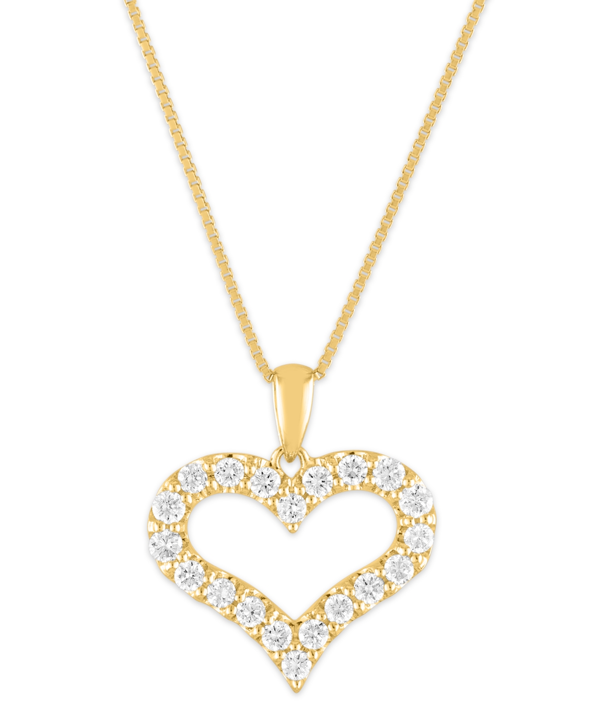 Lab Grown Open Heart 18" Pendant Necklace (1/2 ct. t.w.) in Sterling Silver, 14k Gold-Plated Sterling Silver or 14k Rose Gold-P