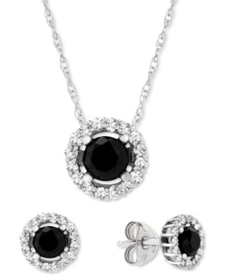 Black White Diamond Necklace Earrings Collection In 14k White Gold Created For Macys