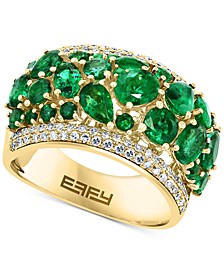 EFFY® Emerald (3-1/4 ct. t.w.) & Diamond (3/8 ct. t.w.) Openwork Cluster Ring in 14k Gold