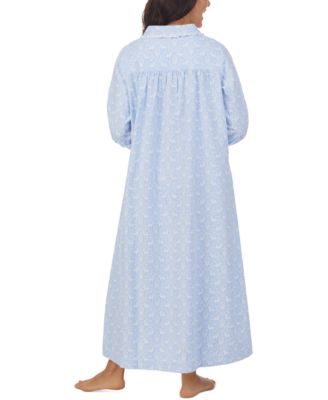 Cotton Lace-Trim Flannel Nightgown