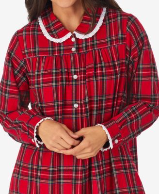 Cotton Lace-Trim Flannel Nightgown