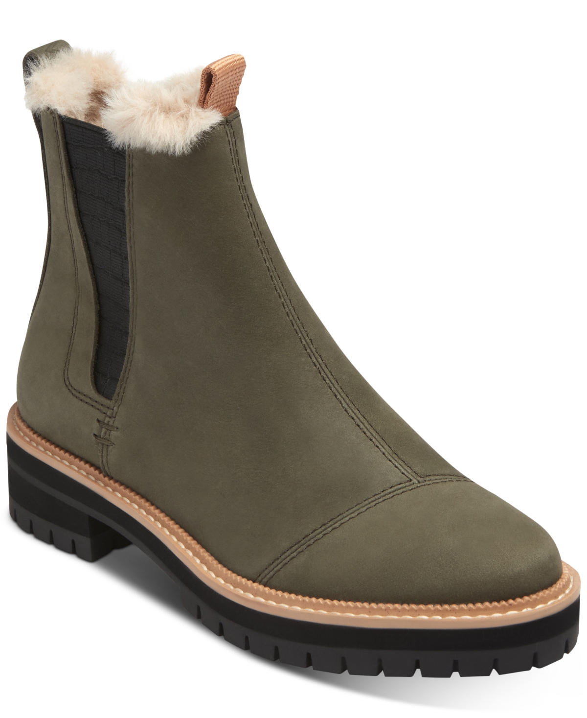 Shop Toms Women's Dakota Cozy Water-resistant Chelsea Lug Booties In Olive
