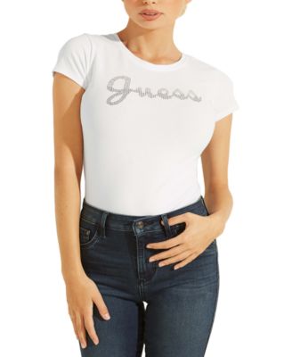 GUESS - Ombr&eacute; Rhinestone Script Logo T-Shirt