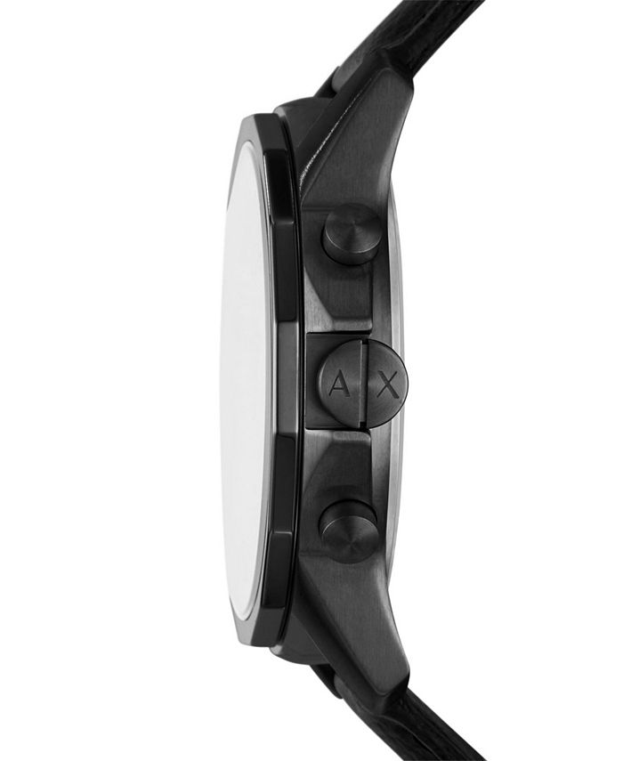 AX Armani Exchange Men's Chronograph Black Leather Strap Watch 44mm