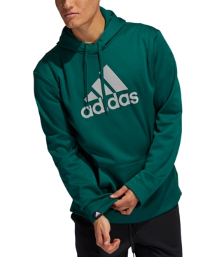 Adidas Originals Adidas Men's Fleece Logo Hoodie In College Green/ White
