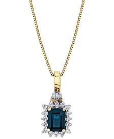 Sapphire (1-1/6 ct. t.w.) & Diamond (1/4 ct. t.w.) Halo 18" Pendant Necklace in 14k Gold