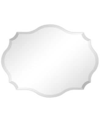 Frameless Beveled Oblong Scalloped Wall Mirror, 40" x 30" x 0.39"