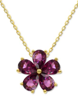 Ювелирная коллекция Rhodolite Garnet Flower из стерлингового серебра с позолотой 14 карат