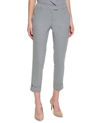 Calvin Klein - Pinstriped Slim Leg Cropped Pants