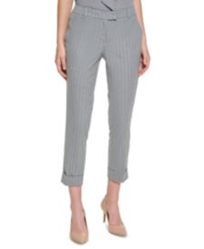 Pinstriped Slim Leg Cropped Pants   