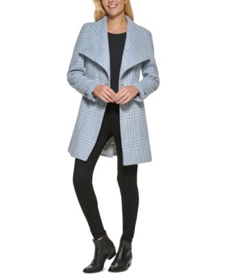 calvin klein petite asymmetrical belted wrap coat
