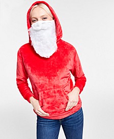 Juniors' Santa Beard Face Covering Hoodie