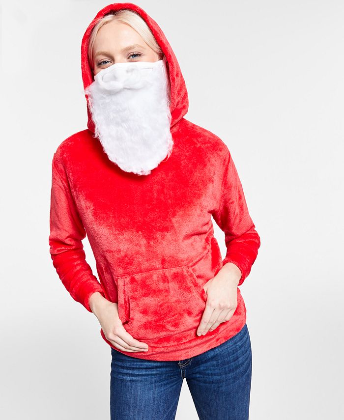 Planet Gold - Juniors' Santa Beard Face Covering Hoodie