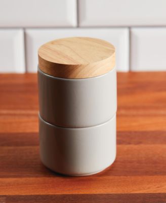 Ceramic Stacking Spice Box Set with Lid, 2-Piece