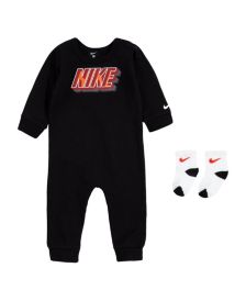 Baby Boys 2 Piece Block Logo Coveralls and Socks Set