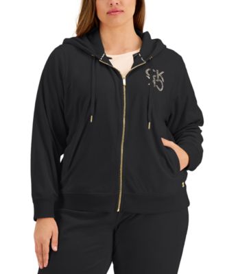 Plus Size Embellished-Logo Zip-Up Hoodie