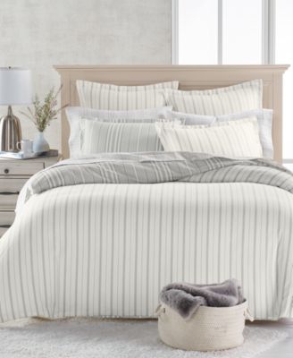 Martha Stewart Collection - Holiday Flannel Winter Stripe King Comforter, Created for Macys
