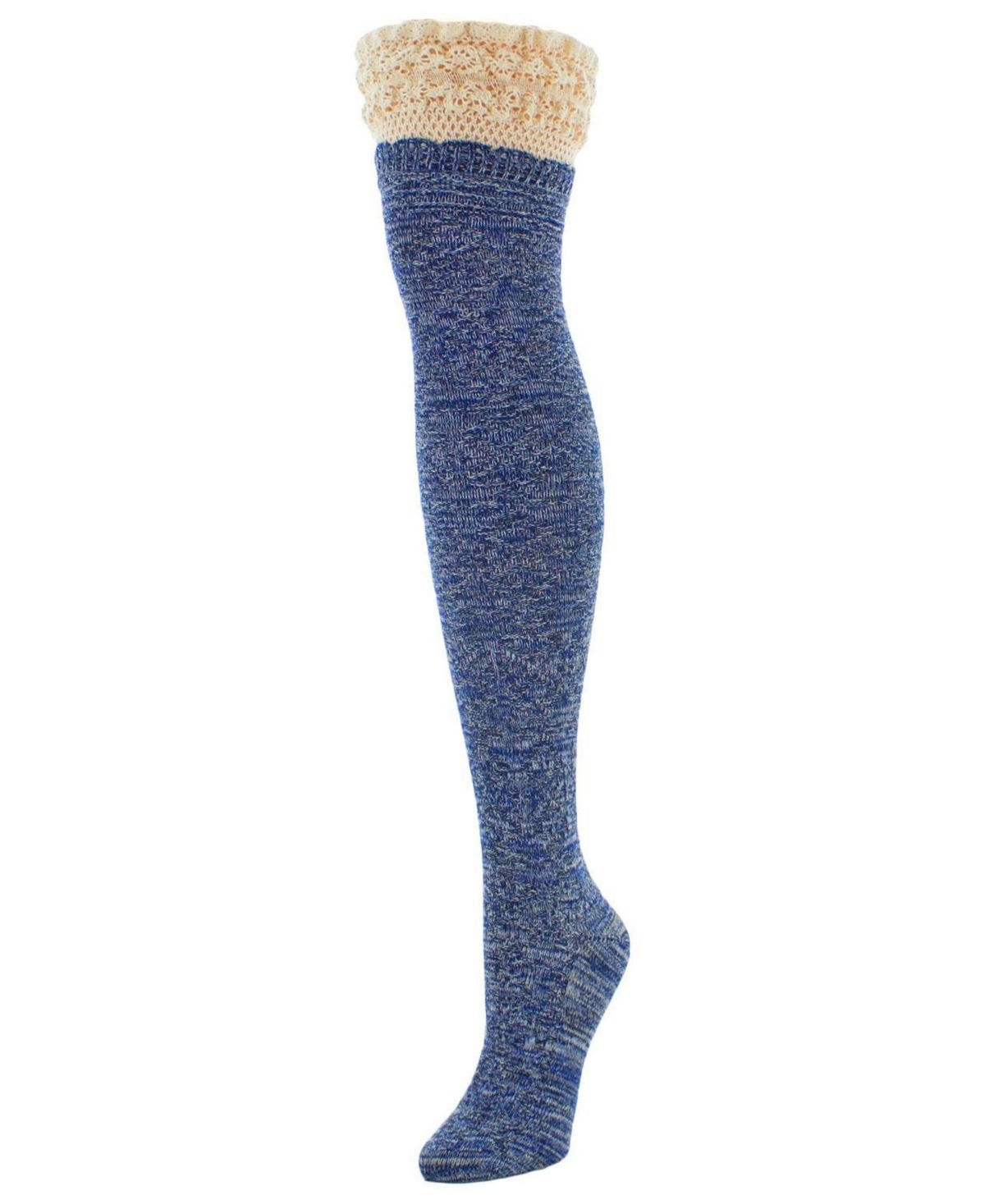 Women's Warped Crochet Over The Knee Socks - Purple Heather