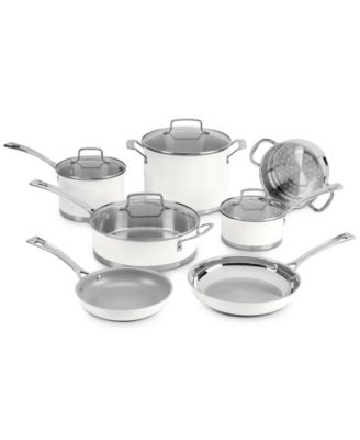 pots and pans set white