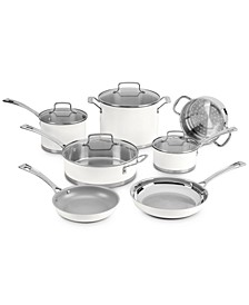 11-Pc. Stainless Steel Matte White Cookware Set