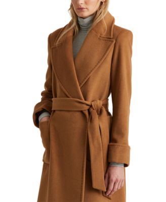 lauren ralph lauren long belted wool blend wrap coat