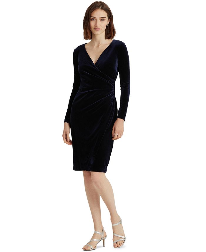 Lauren Ralph Lauren Velvet Surplice Dress - Macy's