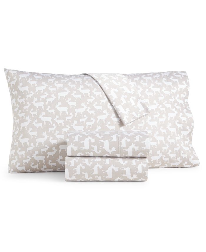 Charter Club Stags Cotton 4Pc. Queen Sheet Set, Created for Macy's