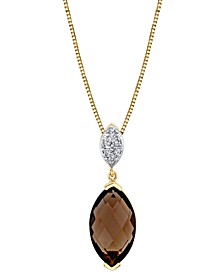 Smoky Quartz (3 ct. t.w.) & Diamond (1/20 ct. t.w.) 18" Pendant Necklace in 14k Gold