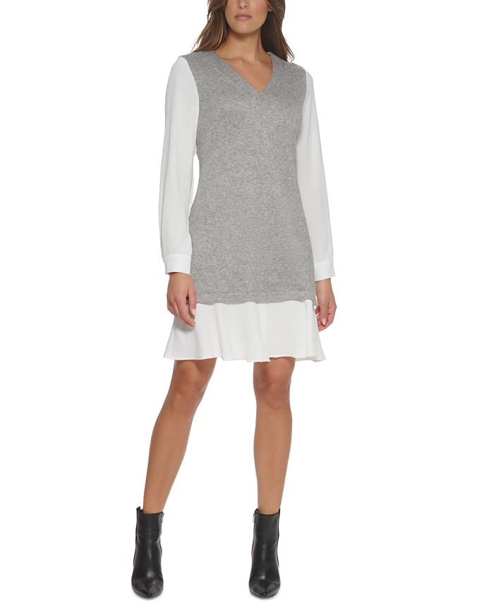 DKNY Colorblocked Sweater Dress Macy s