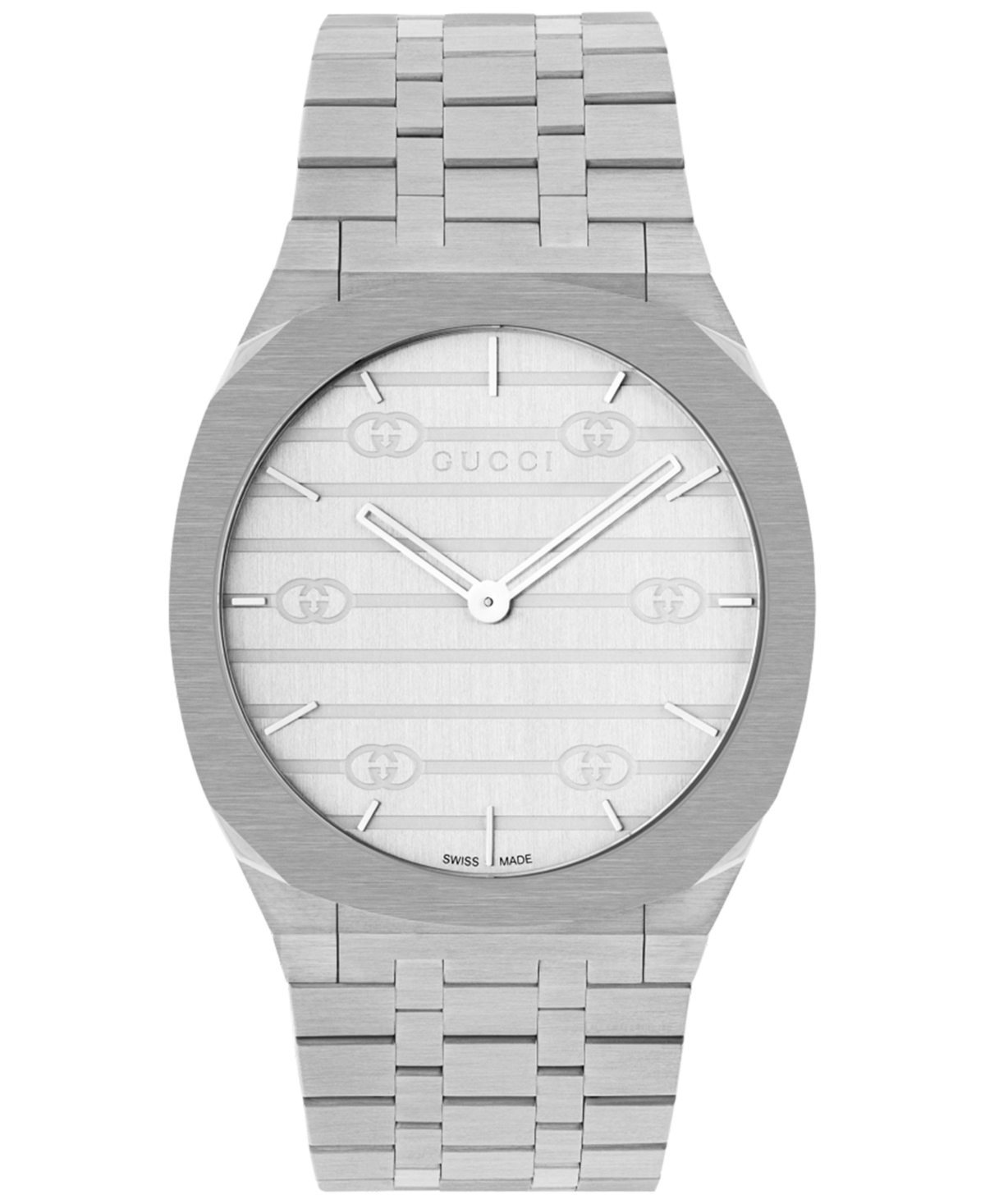 Gucci Men's Swiss 25h Stainless Steel Bracelet Watch 38mm In Silver