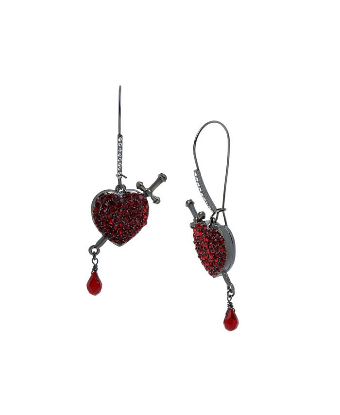 Betsey Johnson Heart Dagger Dangle Earrings Macy s
