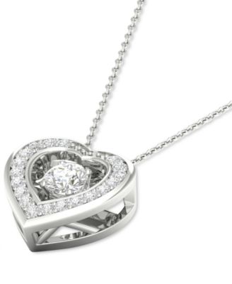 Diamond Heart Halo 18" Pendant Necklace (1/4 ct. t.w.) in 10k White Gold
