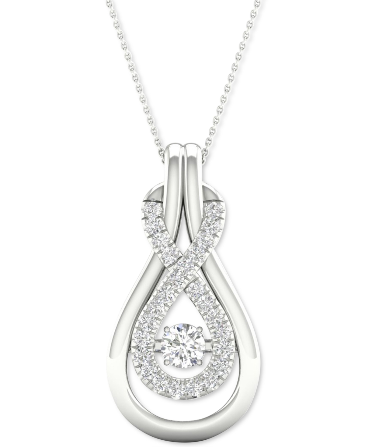 Diamond Infinity Teardrop 18" Pendant Necklace (1/5 ct. t.w.) in 10k White Gold - White Gold