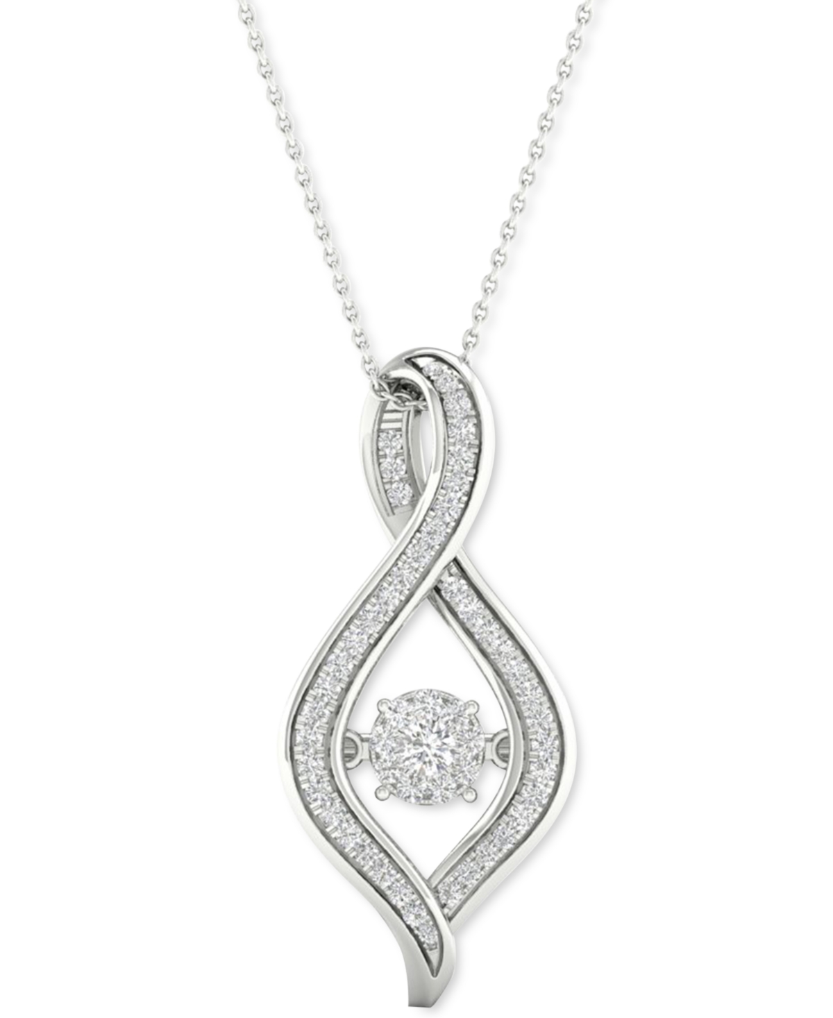 Diamond Swirl Halo 18" Pendant Necklace (1/5 ct. t.w.) in 10k White Gold - White Gold