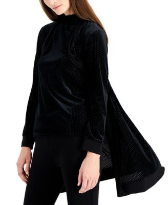 women's long velvet cardigan