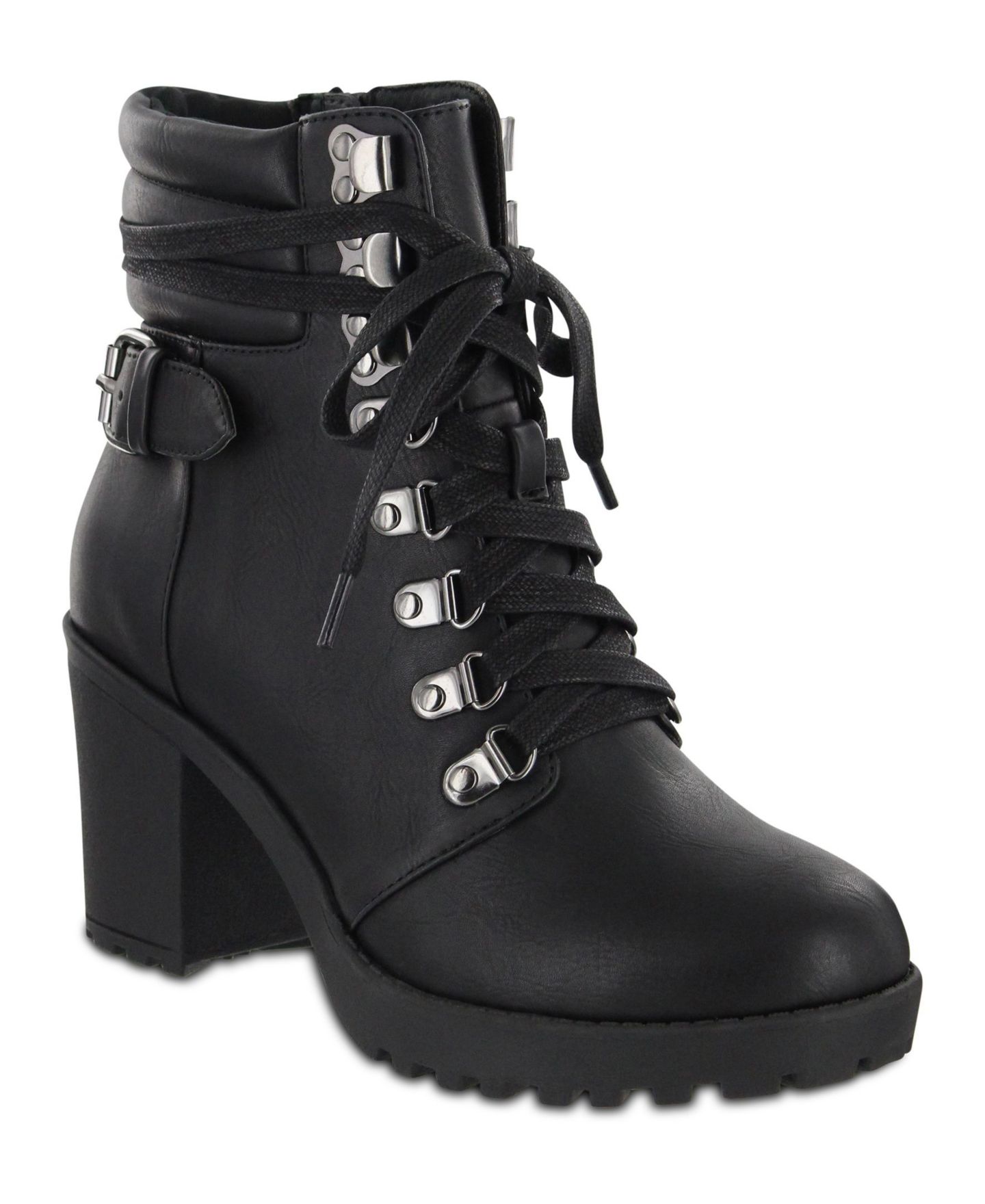 Женские ботинки MIA Annamaria Block Heel Lug Sole Biker, цвет: Чёрный — фото 1