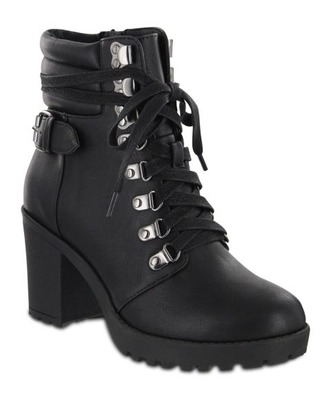 Женские ботинки MIA Annamaria Block Heel Lug Sole Biker, цвет: Чёрный