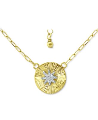 Giani Bernini - Cubic Zirconia Star Disc Pendant Necklace, 16" + 2" extender