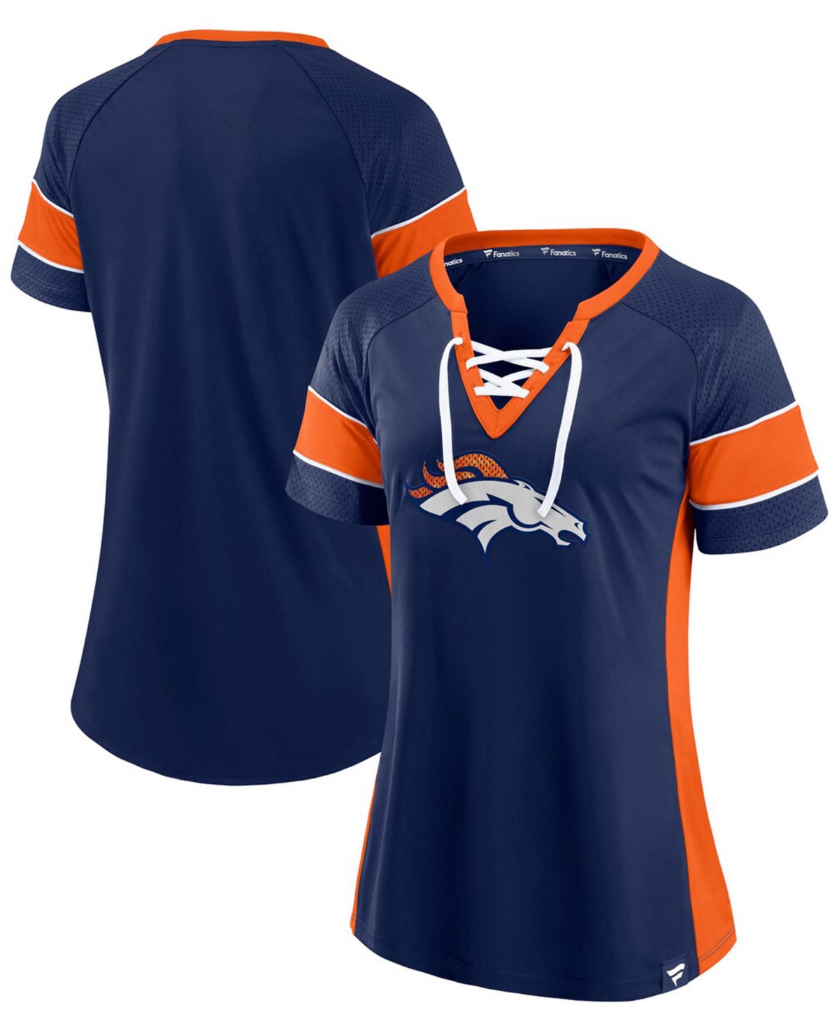 Fanatics Women's Denver Broncos Team Draft Me Lace-Up Raglan T-Shirt - Navy