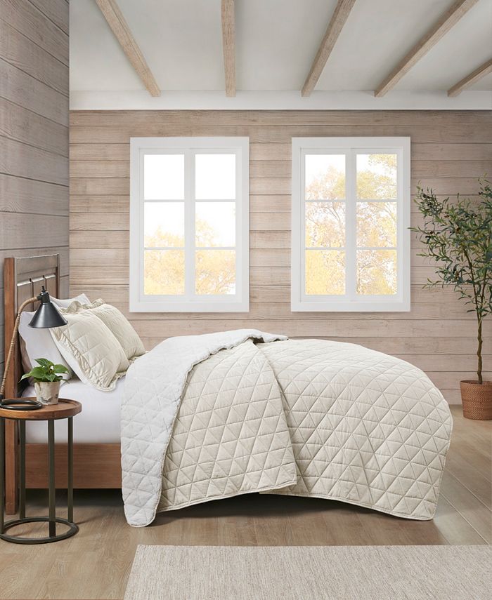 Premier Comfort Signature Reversible Herringbone to FauxFur Quilt Set, King Macy's