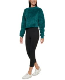 Women's Faux-Sherpa Cropped Pullover Top