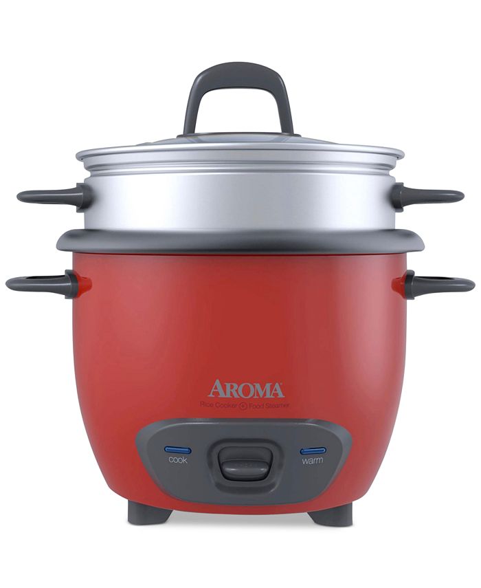 Aroma ARC-743-1NGR 6-Cup Rice Cooker and Food Steamer - Red